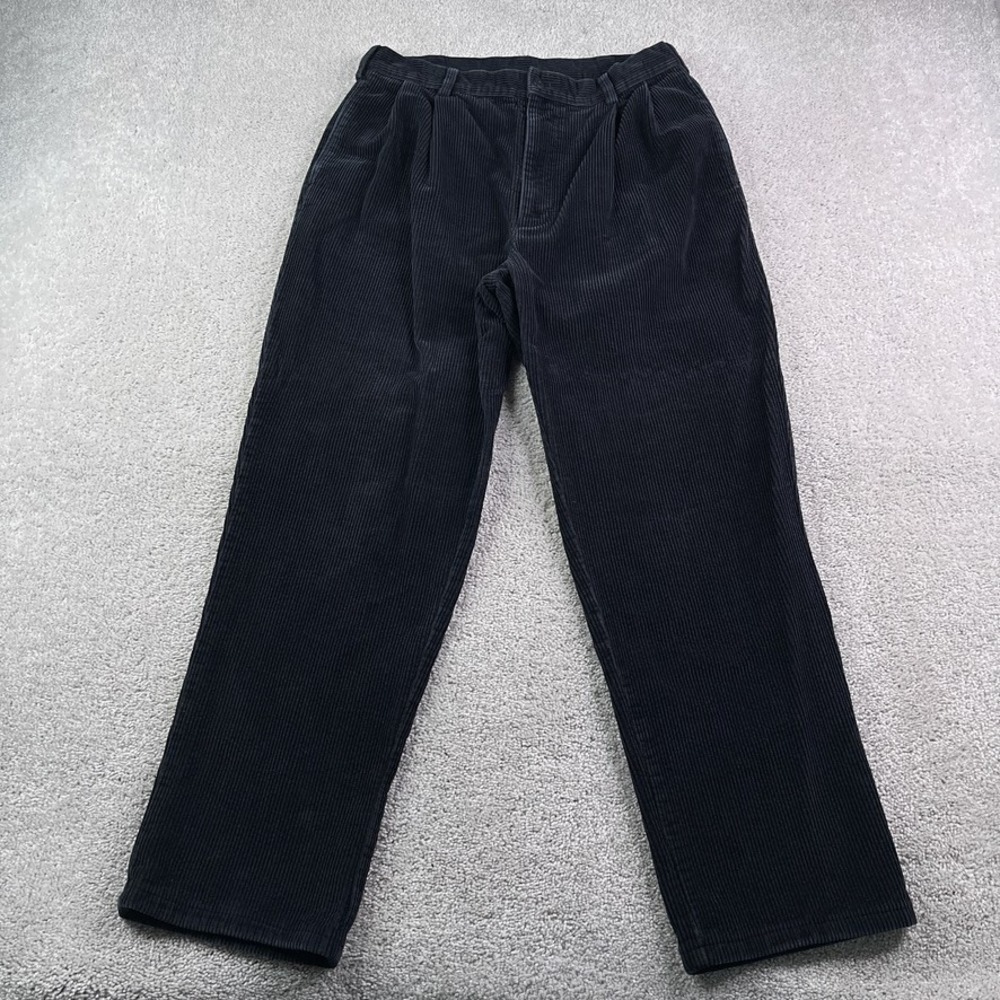 Vintage Jos A Bank Pants Mens 33x32 Blue Corduroy Cords Pleated Trousers